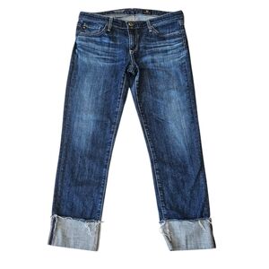 AG Adriano Goldschmied The Stevie Cuff Slim Straight Cuffed Jeans Women's 28